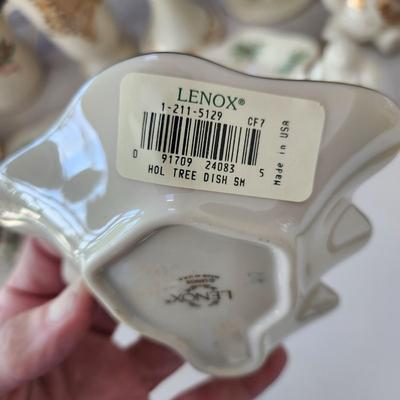 Large Lot of Lenox Holiday Christmas Theme Bowls, Dishes, Vases, Cups, Candle Holder, Snowmen