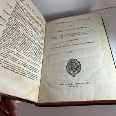 Four Volume Book Set 'Agricultura General' Dated 1818 in Spanish Plus More (LR-RG)