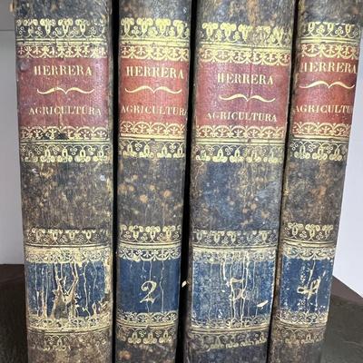 Four Volume Book Set 'Agricultura General' Dated 1818 in Spanish Plus More (LR-RG)
