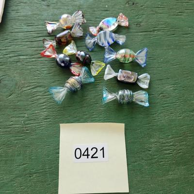Lot of 10 Decorative Glass Wrapped Candy