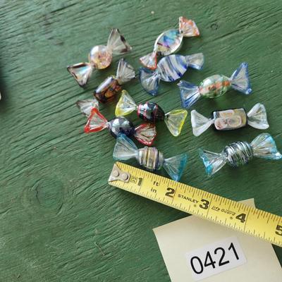 Lot of 10 Decorative Glass Wrapped Candy