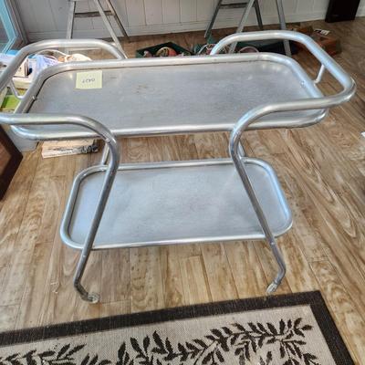 Vintage Aluminum Patio Bar Cart on Wheels