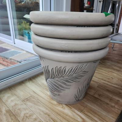 4 Large Garden Place Planters 16"H 19" dia