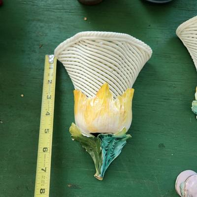 Mixed Lot of Flower Vases Wall Pockets, Fish, Others
