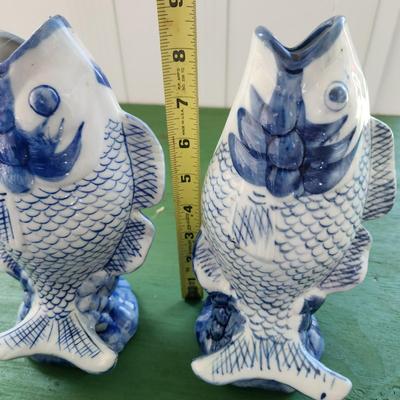 Mixed Lot of Flower Vases Wall Pockets, Fish, Others