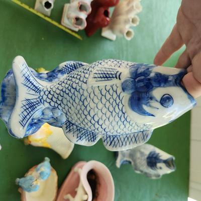 Mixed Lot of Flower Vases Wall Pockets, Fish, Others