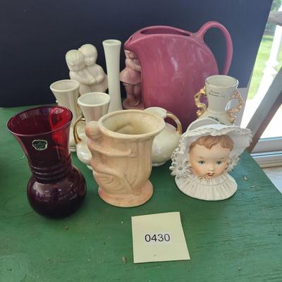 Mixed lot Pottery , Glass, Hall Pitcher