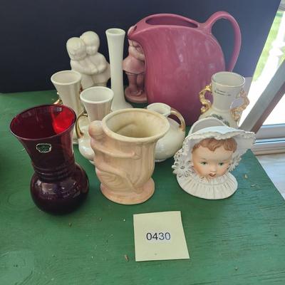 Mixed lot Pottery , Glass, Hall Pitcher