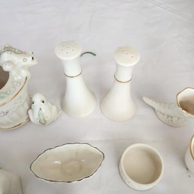 Large Mixed Lot of Lenox, Dove Dishes, Wedding Cake Topper, Birds, Trinket box, Salt pepper, jewels Cat,