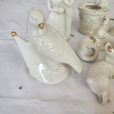 Large Mixed Lot of Lenox, Dove Dishes, Wedding Cake Topper, Birds, Trinket box, Salt pepper, jewels Cat,