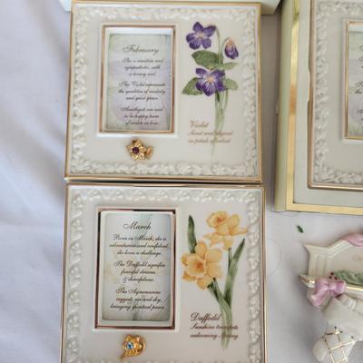 Mixed lot of Lenox , Bible Trinket, Candle holder, Heirloom Bank, Grinch, Clock, Picture Frames