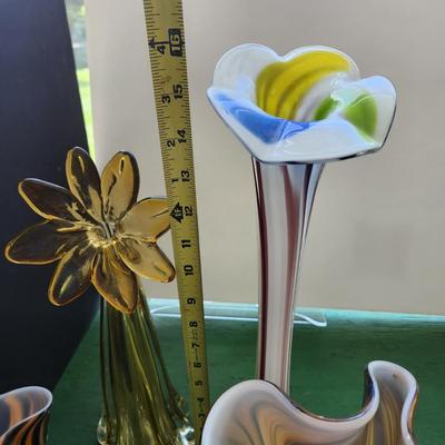 Lot of 7 Art Glass Vases Decor