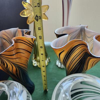 Lot of 7 Art Glass Vases Decor