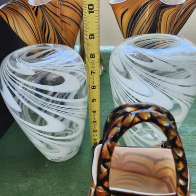 Lot of 7 Art Glass Vases Decor