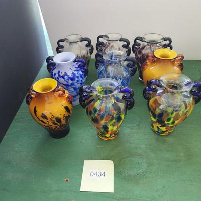 Lot of 9 Art Glass Vases