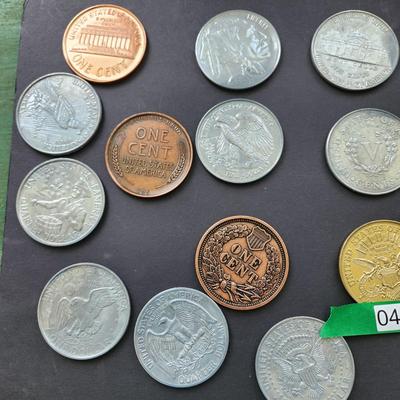Collection 24 US Metal Oversize Jumbo Novelty Coins 3" Dia Very Detailed