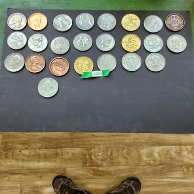 Collection 24 US Metal Oversize Jumbo Novelty Coins 3" Dia Very Detailed