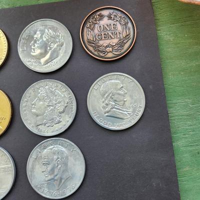 Collection 24 US Metal Oversize Jumbo Novelty Coins 3" Dia Very Detailed
