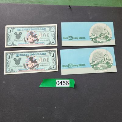 2 Vintage Minty Disney Dollar $1 Dollar Bills Mickey Mouse Series 1990