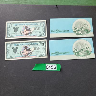 2 Vintage Minty Disney Dollar $1 Dollar Bills Mickey Mouse Series 1990