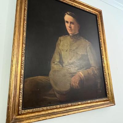 Portrait Oil Painting of Soldier in Large Gilded Frame (LR-RG)
