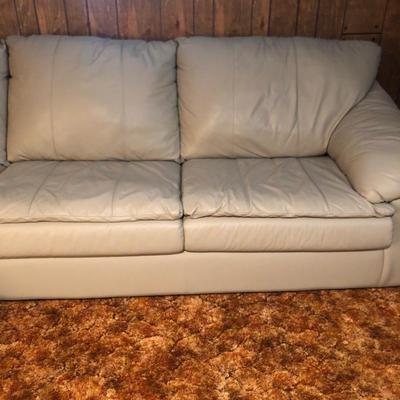 Grey Leather 3 pc Sectional