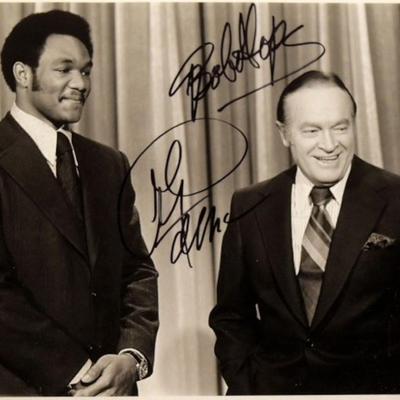 Bob Hope & George Foreman signed portrait photo 