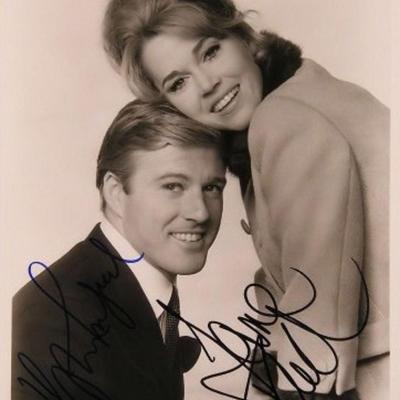 Jane Fonda and Robert Redford signed portrait photo 