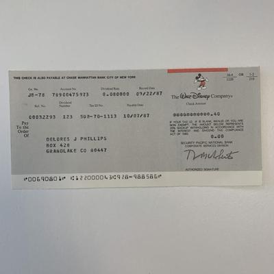 Walt Disney stock dividend check
