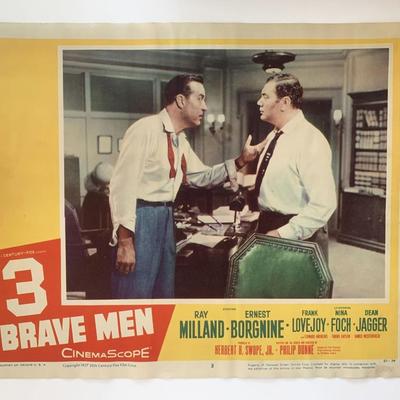 3 Brave Men original 1956 vintage lobby card