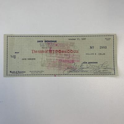 Jack Donohue signed check
