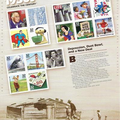 1930s Celebrate the Century Stamp Sheet