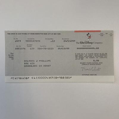 Walt Disney stock dividend check
