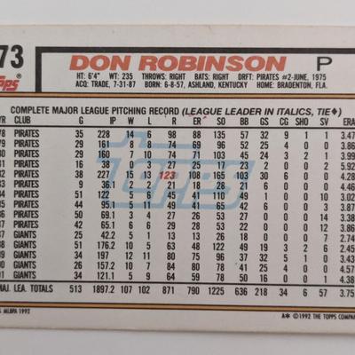 Don Robinson Signed Baseball Trading Card - Topps #373 1992