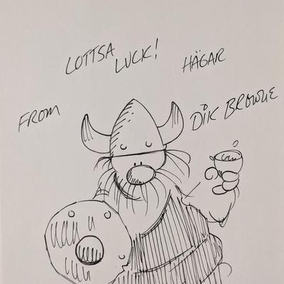 Hagar The Horrible Dik Browne signed sketch