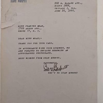 Dean Murphy Signed Photo and Letter