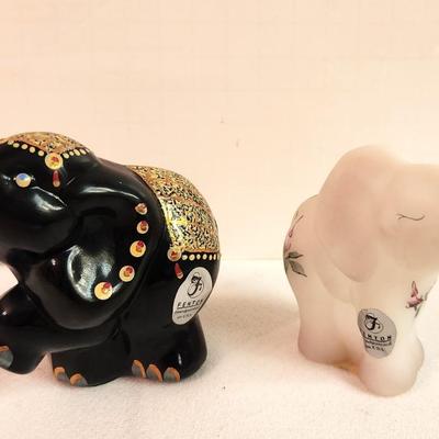 Lot #228 Lot of 2 Fenton Art Glass Elephant Figurines