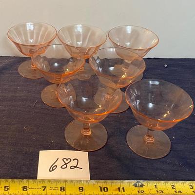 Pink Depression Glass Cocktail Set