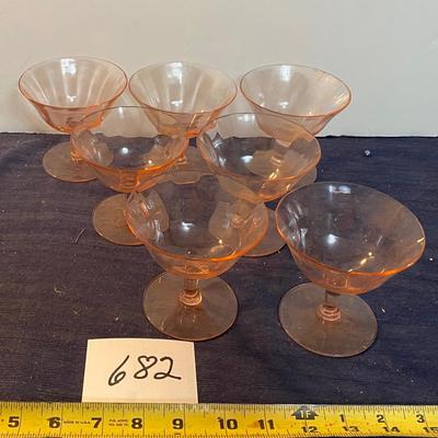 Pink Depression Glass Cocktail Set