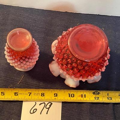 Vintage Cranberry Hobnail Vases Fenton?