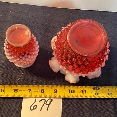 Vintage Cranberry Hobnail Vases Fenton?
