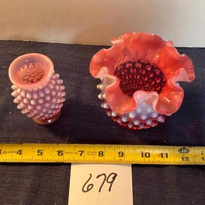 Vintage Cranberry Hobnail Vases Fenton?