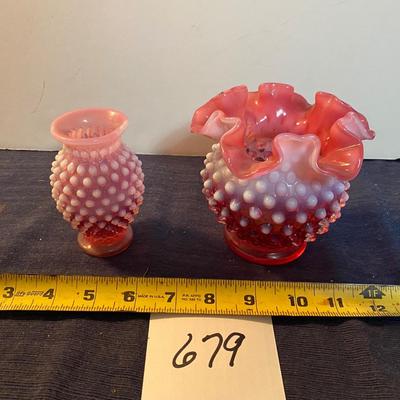 Vintage Cranberry Hobnail Vases Fenton?