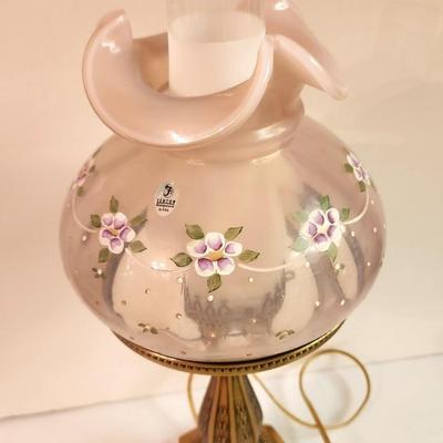 Lot #235 Exquisite Table Lamp with Fenton Art Glass Shade
