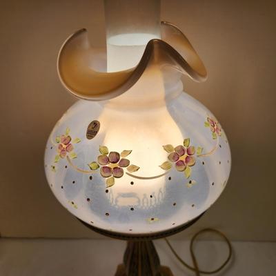 Lot #235 Exquisite Table Lamp with Fenton Art Glass Shade