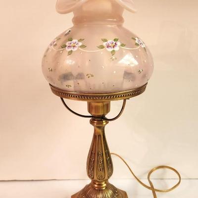 Lot #235 Exquisite Table Lamp with Fenton Art Glass Shade