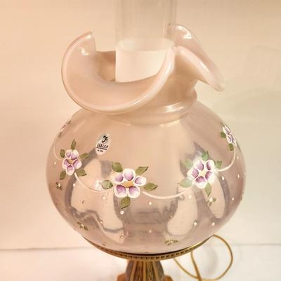 Lot #235 Exquisite Table Lamp with Fenton Art Glass Shade