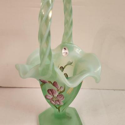 Lot #237 Fenton Art Glass Basket - Satin Finish