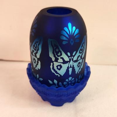 Lot #239 Beautiful Fenton Art Glass Fairy Lamp - rare Favrene Glaze