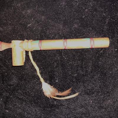 NATIVE AMERICAN INSPIRED PIPE AND LEATHER POUCH
